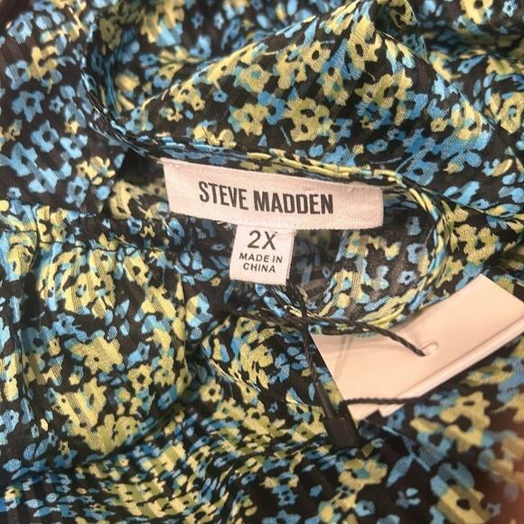 Steve Madden Ditsy Floral Chiffon Crinkle Blouse Balloon Sleeve Relaxed New 2X - Picture 8 of 10